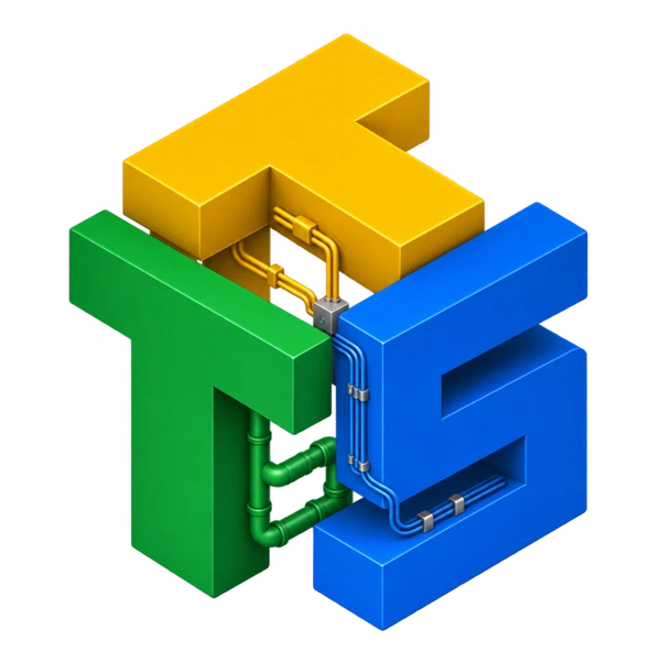 Trifecta Tech Solutions green, gold, and blue three-dimensional TTS logo